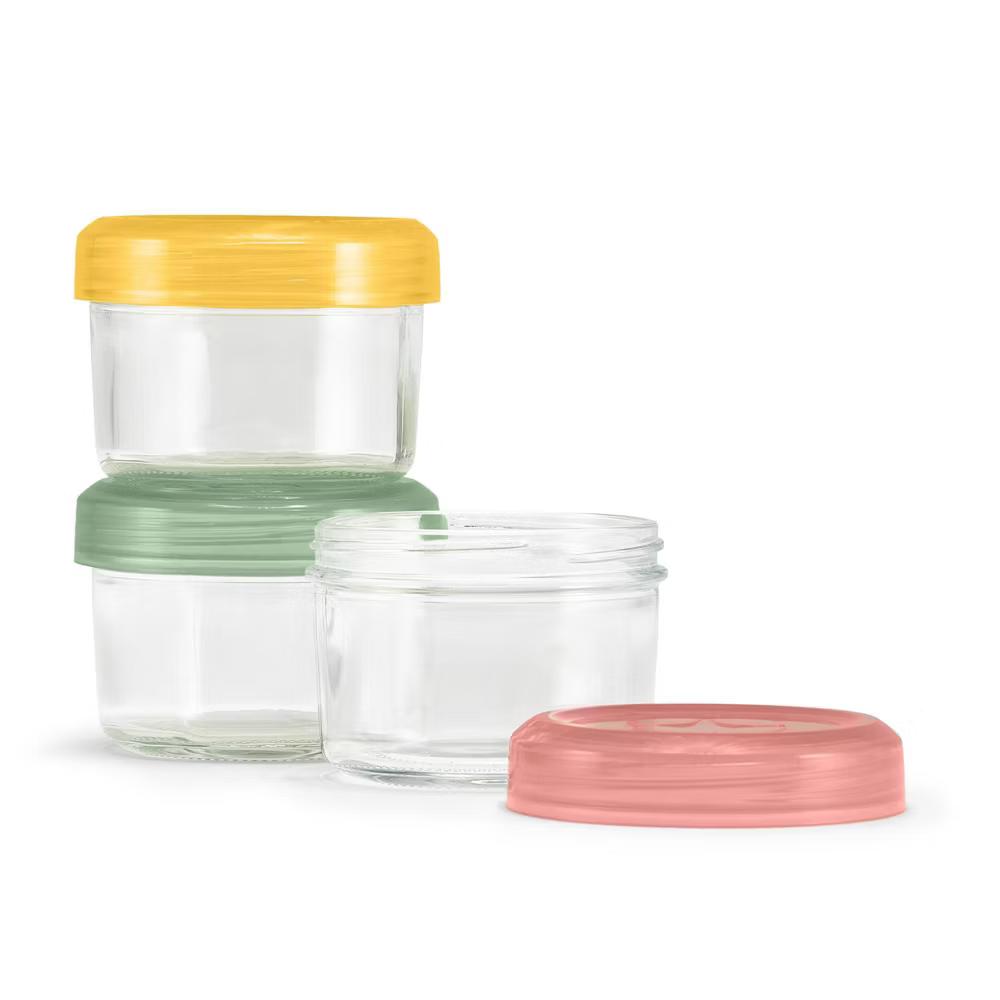 6pc Glass Condiment Color Lock Food Storage Container Set: Microwave & Oven Safe, Multicolored Lids - Image 2