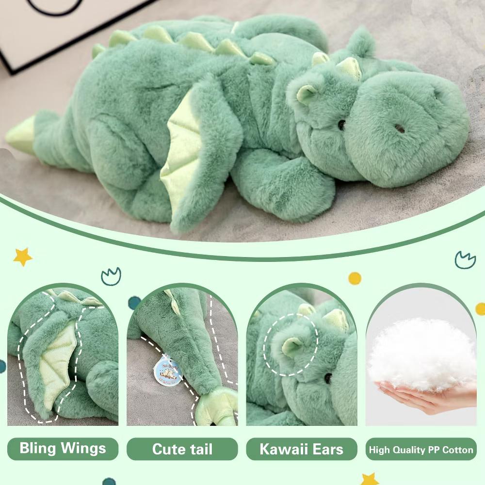 TITQWOP Dinosaur Plush Toy Pillow, Cute Stuffed Animal Toys, Soft Long Dinosaur Body Pillow Gift for Kids Boys Girls 28inch - Image 19