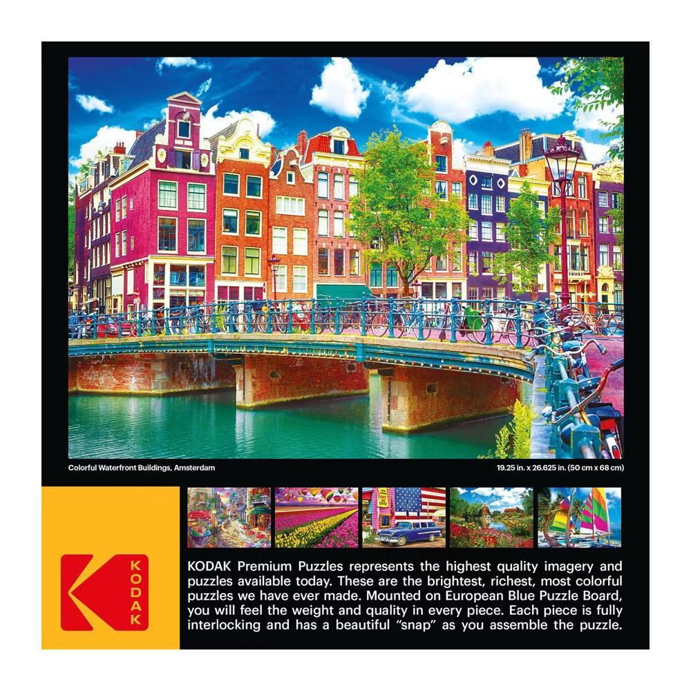 Kodak Premium Colorful Waterfront Buildings, Amsterdam Jigsaw Puzzle - 1000pc
