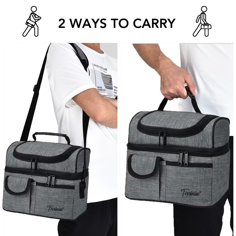 Dual Compartment Insulated Lunch Bag, Leakproof Lunch Tote with Front Pocket, Insulated Lunch Cooler Bag with Back Mesh Pocket - Image 26