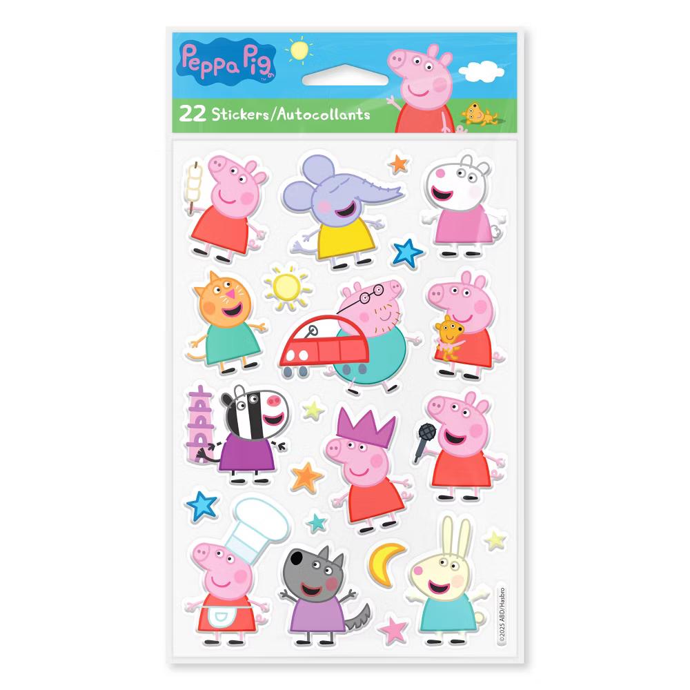Puffy Stickers for Kids, 3D Peppa, George, and Friends 22ct, 1 Sheet - Image 3
