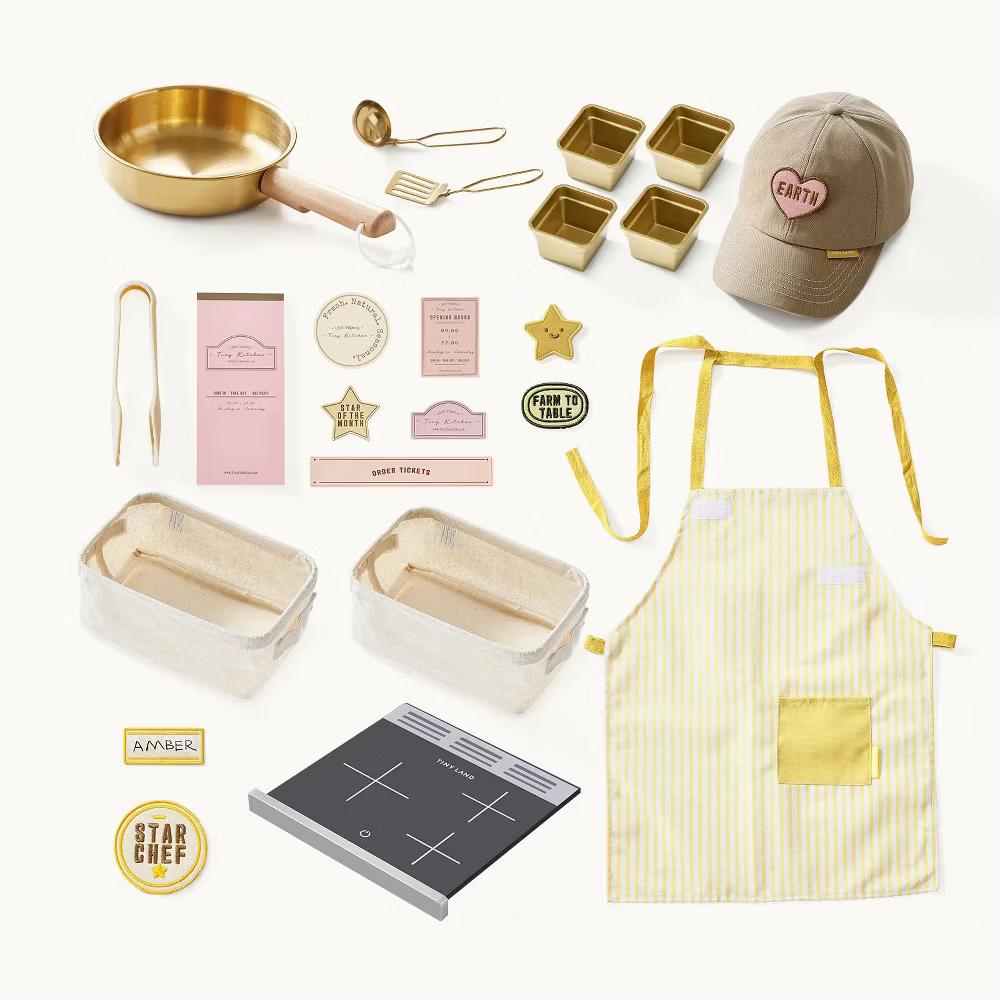 BistroSwitch Wooden Play Kitchen & Pretend Restaurant, Kids Kitchen Playset with Chef Hat & Storage - Image 4