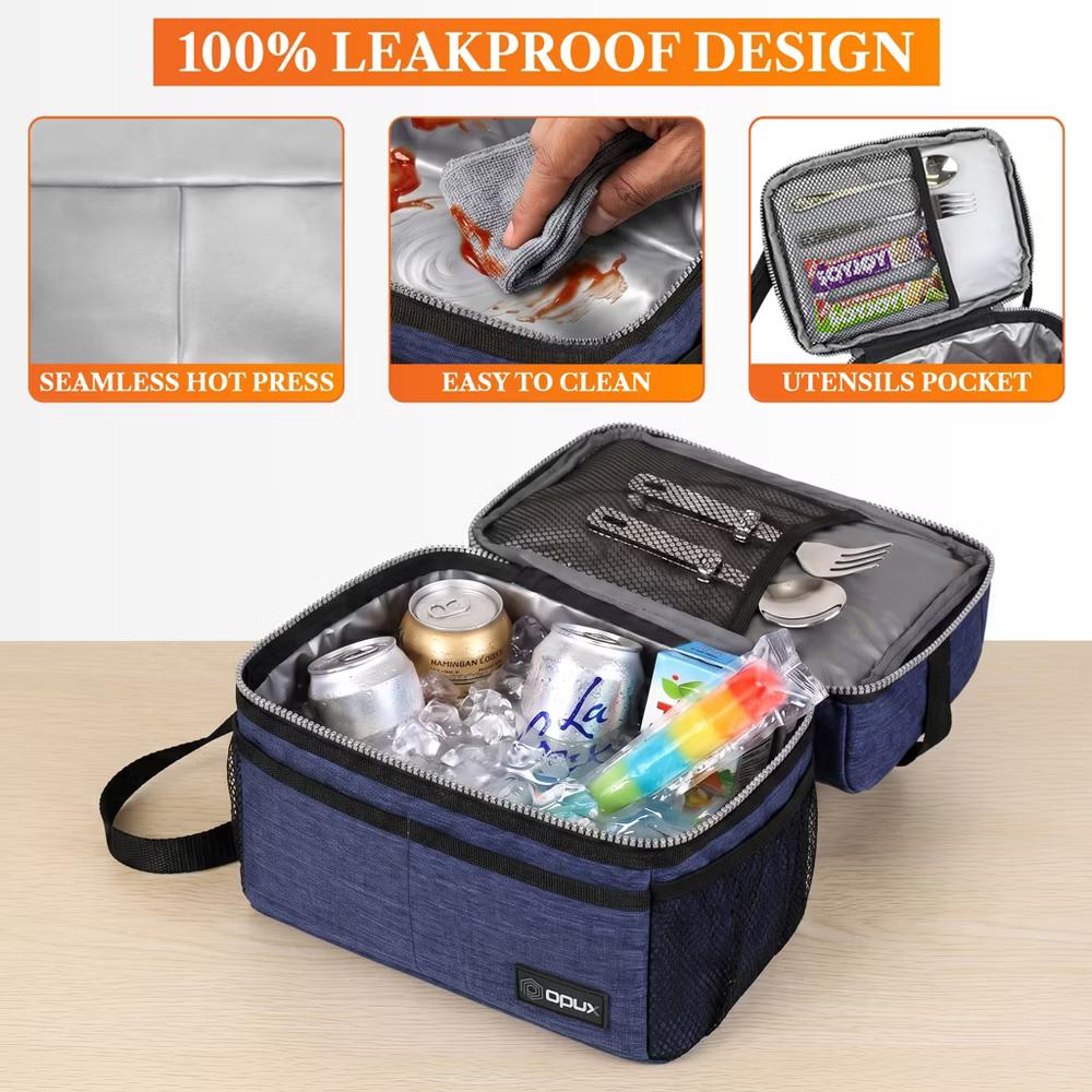 Double Decker Lunch Box Men Women, Insulated Leakproof Cooler Bag Adult Work, Dual Compartment Pail Tote Boys Girls Kids - Image 72