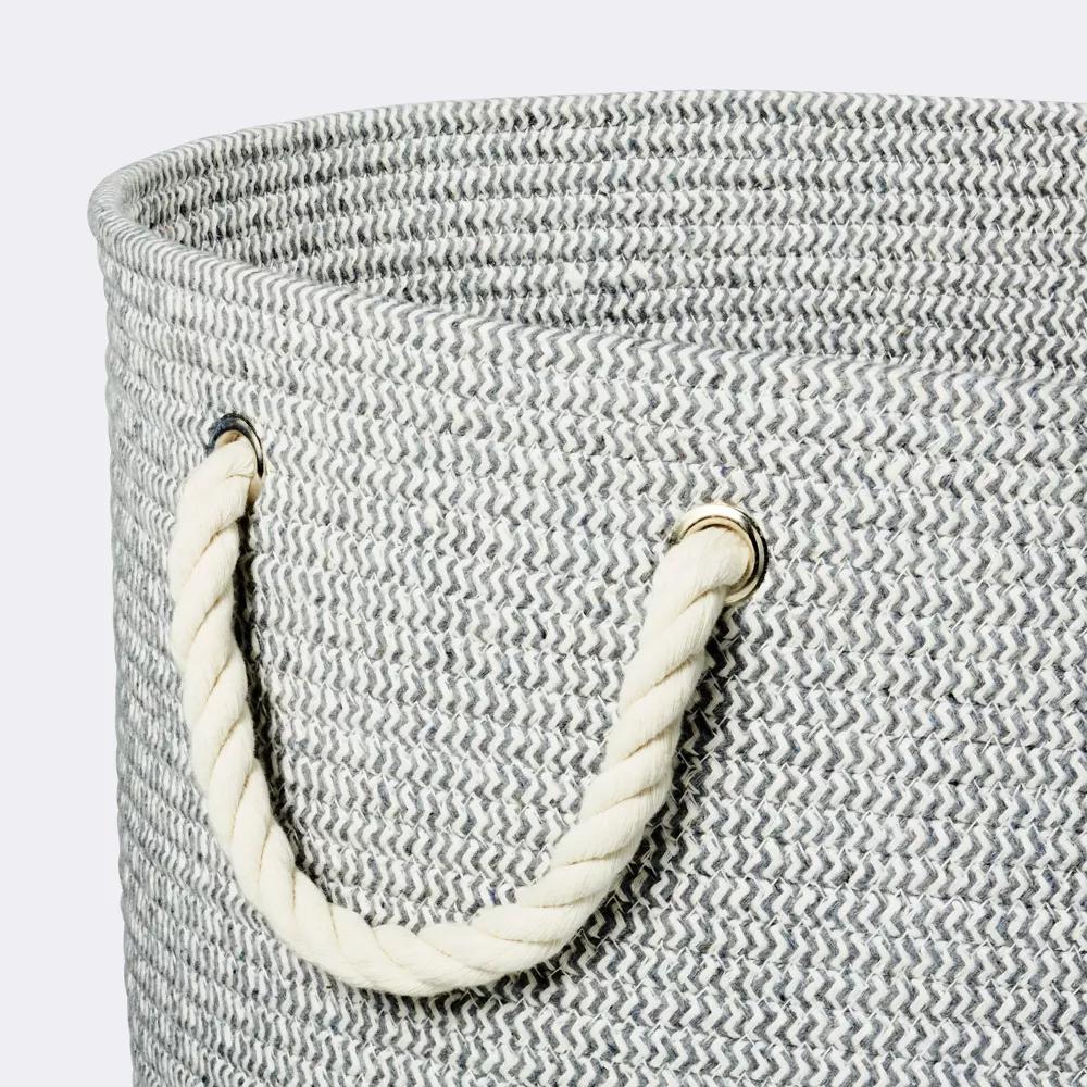 Large Round Coiled Rope Basket - Storage And Organization, Circular Shape, Modern Decor Style