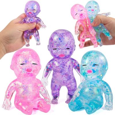 3PCS Small Baby Stress Relief Toy, 4.3''Glitter Squishy Slow Rising Toy for Kids & Adults,Soft Squeeze Fidget Sensory Toy for Gift, Party Favors
