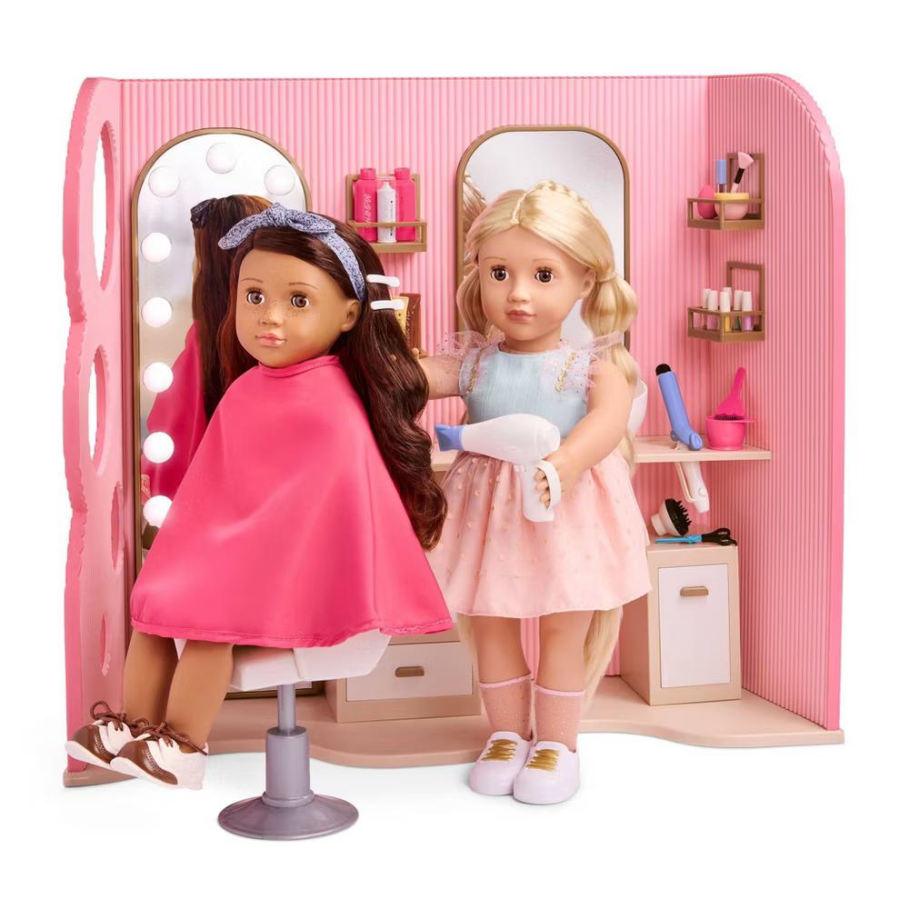 Style & Shine Light-Up Hair Salon Playset & Accessories for 18" Dolls - Image 3