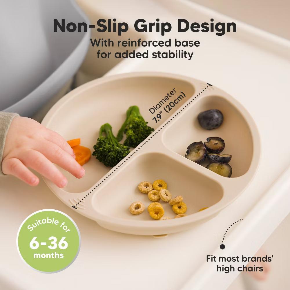 3-Pack Prep Suction Plates with Lids, 100% Silicone Baby Plates with Lid, BPA-Free Kids Divided Toddler Plates - Image 33