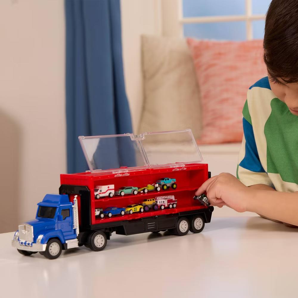 by Carrier Truck with 10 Pocket Size Cars Toy Semi Truck 13pc Playset - Image 7