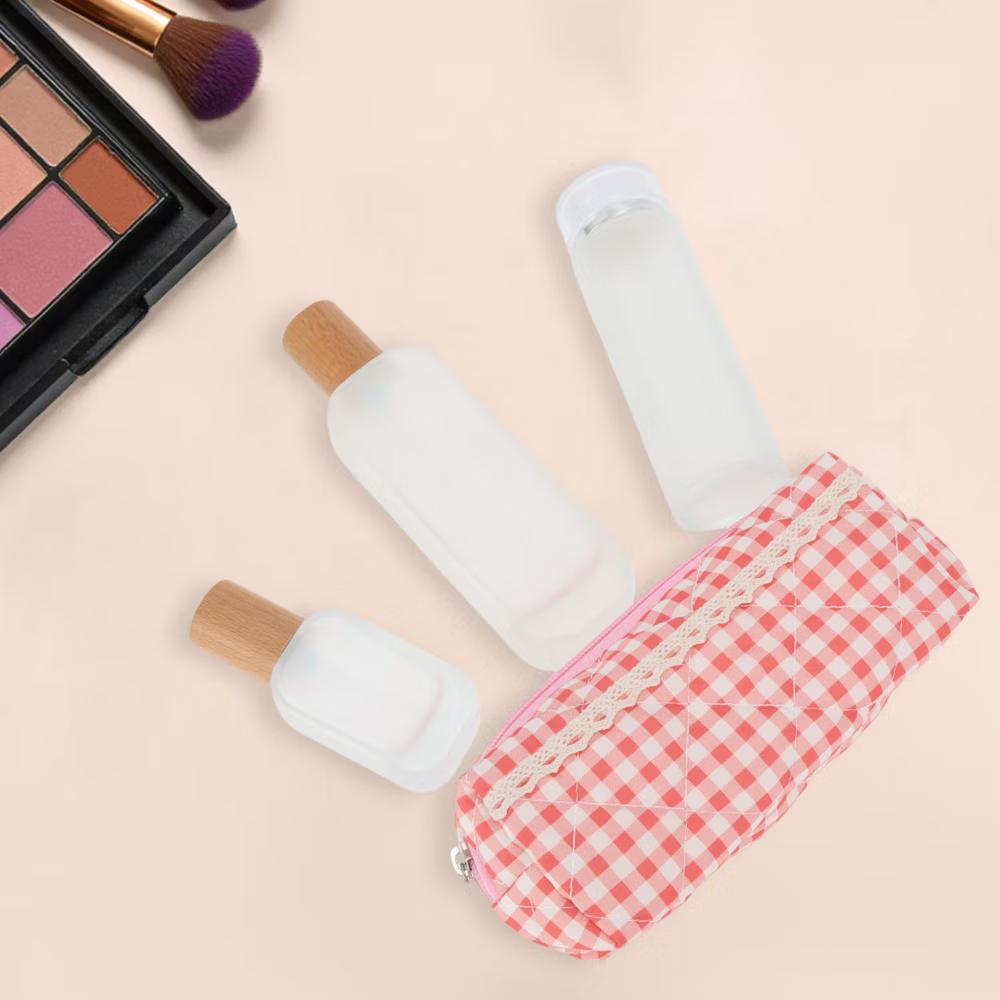1 Pc Plaid Lace Style Drawstring Makeup Bag for Vacation Polyester - Image 27