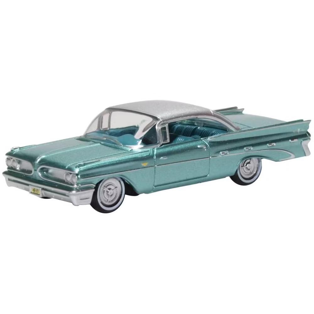 1959 Pontiac Bonneville Coupe Seaspray Green with Silver Top 1/87 (HO) Scale Diecast Model Car - Image 2