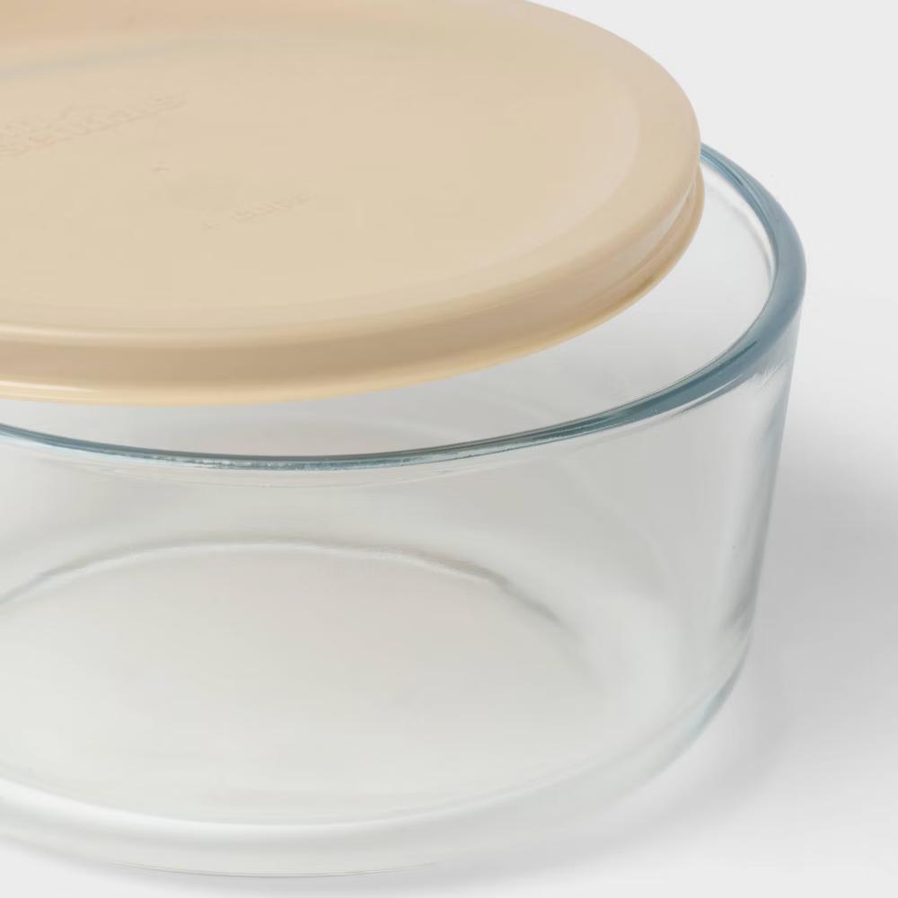 4pc (Set of 2) Round Glass Food Storage Container Set