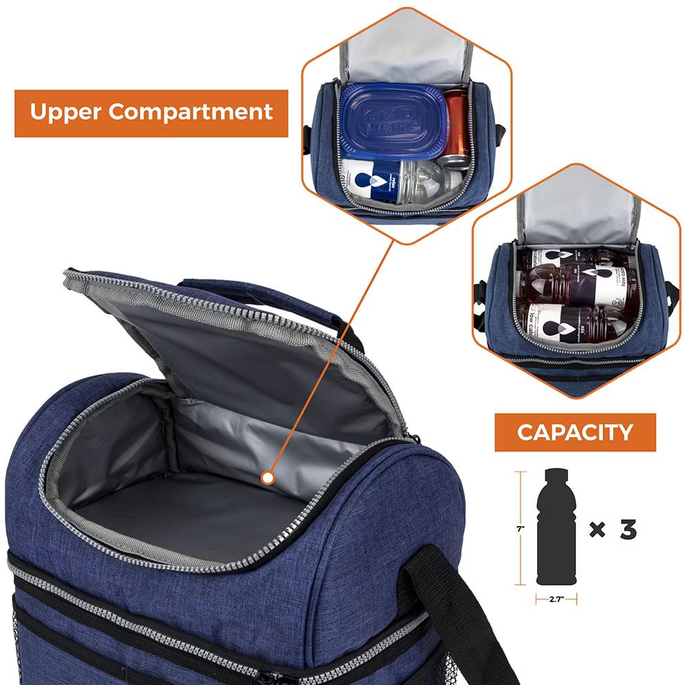 Double Decker Lunch Box Men Women, Insulated Leakproof Cooler Bag Adult Work, Dual Compartment Pail Tote Boys Girls Kids - Image 66