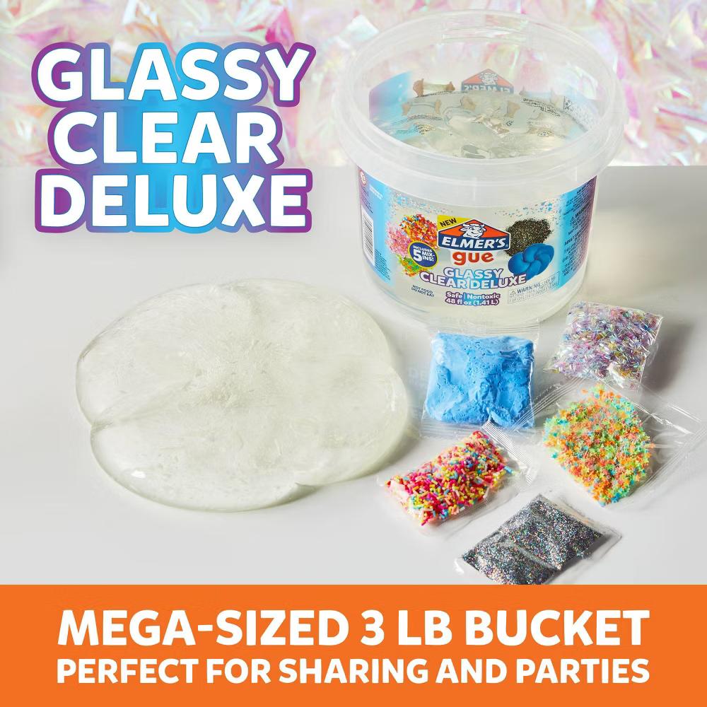 Elmer's Gue 3lb Glassy Clear Deluxe Premade Slime Kit with Mix-Ins: Sensory Development, Storage Container, Ages 3+ - Image 4