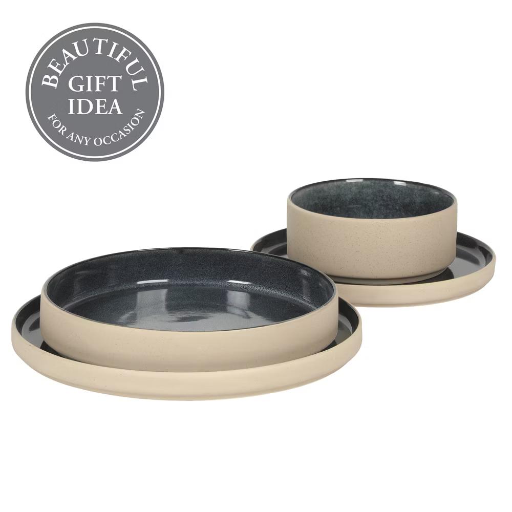 Liberty Bay 16-Piece Stoneware Dinnerware Set – Reactive Glaze, Stackable Plates & Bowls, Service for 4 - Image 6