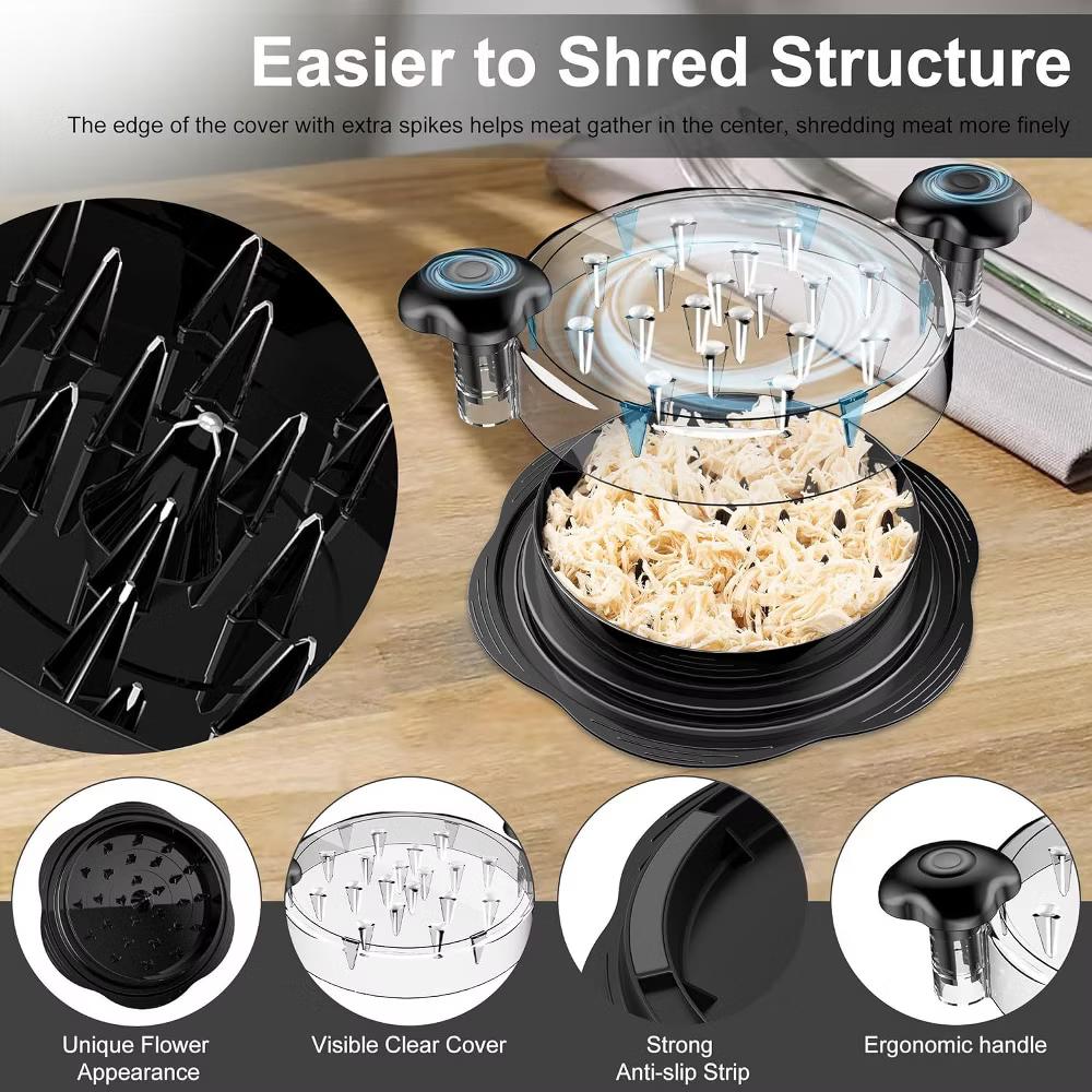 Maison Large Chicken Breast Shredder Tool Twist Black Orange & Red - Image 5