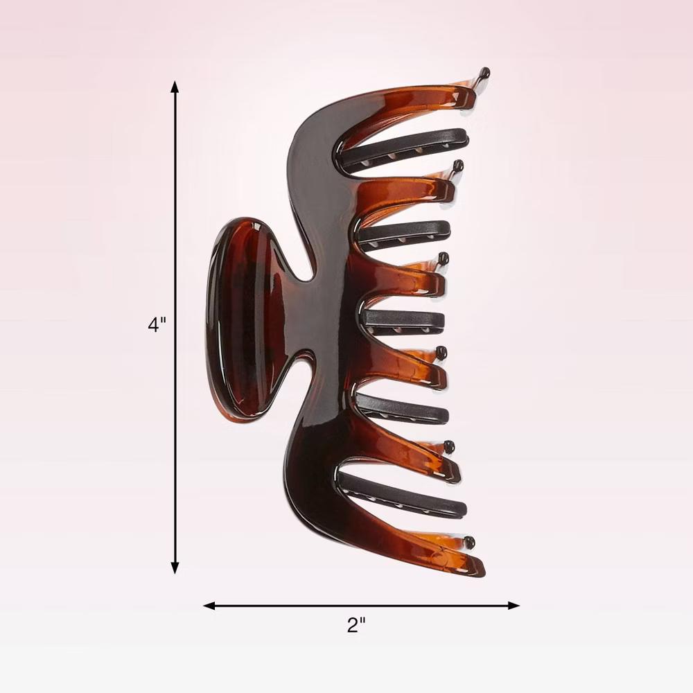 No-Slip Grip Extra Teeth Claw Clip - Brown - Fine Hair - Image 6