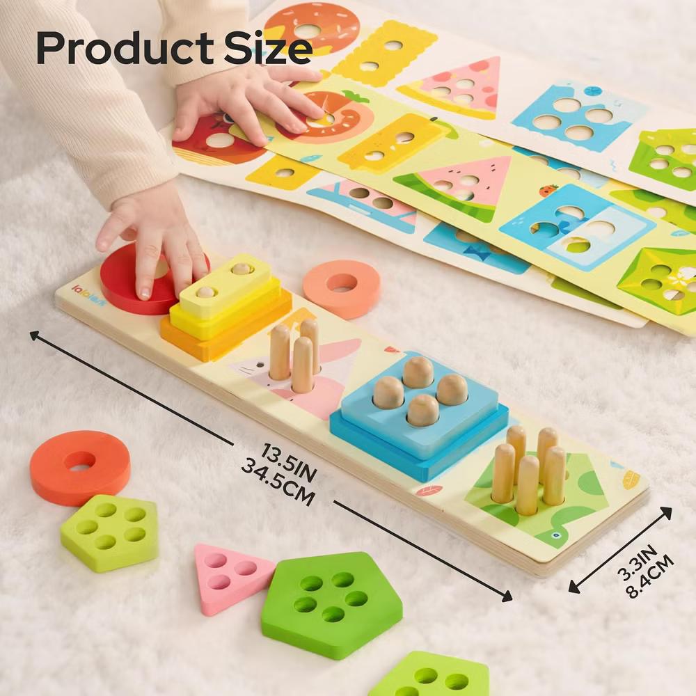 Montessori Toys for 1 2 3 Year Old, Wooden Stacking Sorting Toy for Toddlers 1-3, Sensory Learning Toys, Birthday Christmas Gift for Boys Girls - Image 9