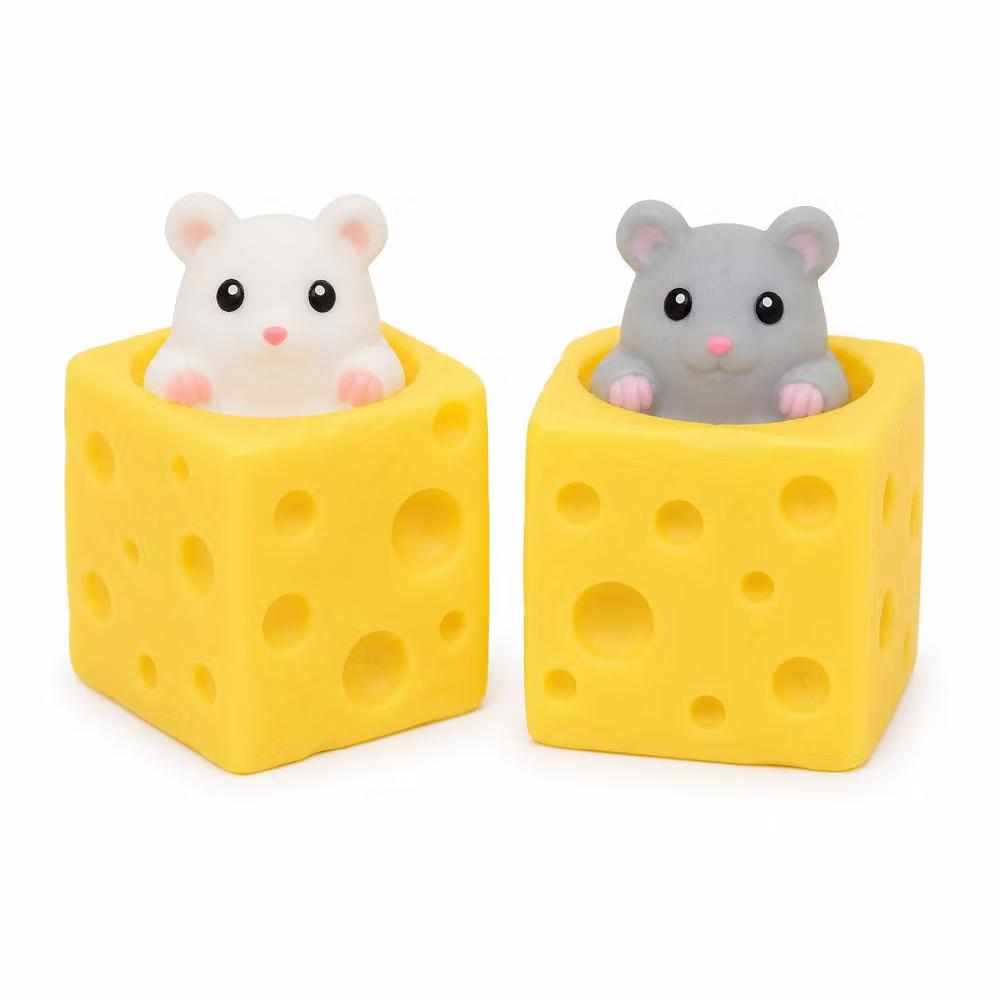Link Cheese Mouse Pop-Up Squishy Toy 3-Pack – Sensory Fidget Squeeze Toy | Fun Mini Stress Ball Set