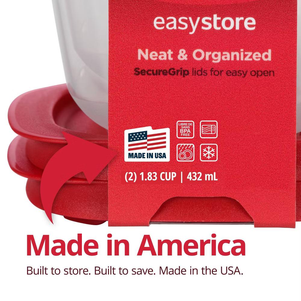 3pk Easy Store Value Medium Rectangle Food Storage Containers Red - Image 5