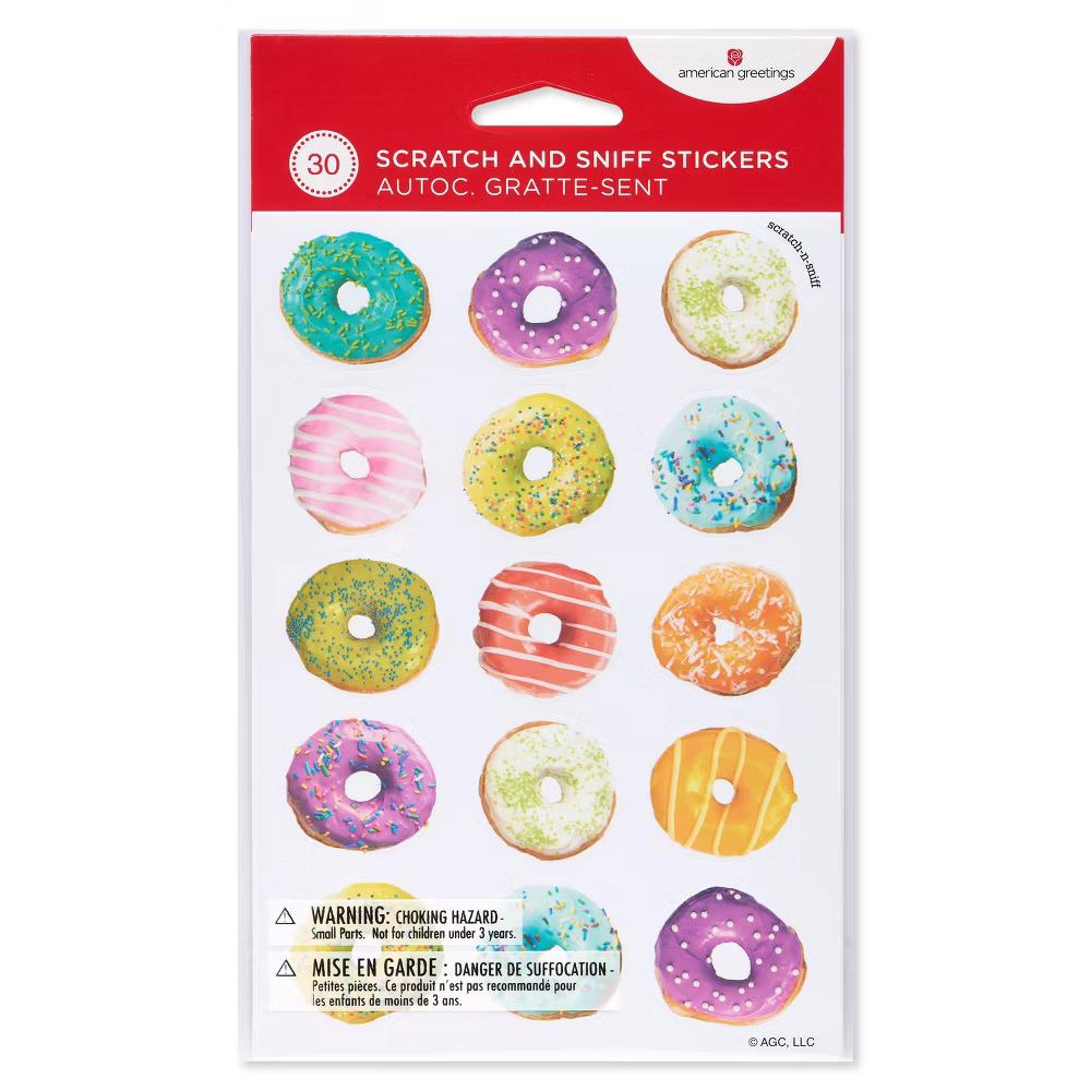 Scratch and Sniff Stickers/Scented Colorful Donuts 30ct - 2 Sheets