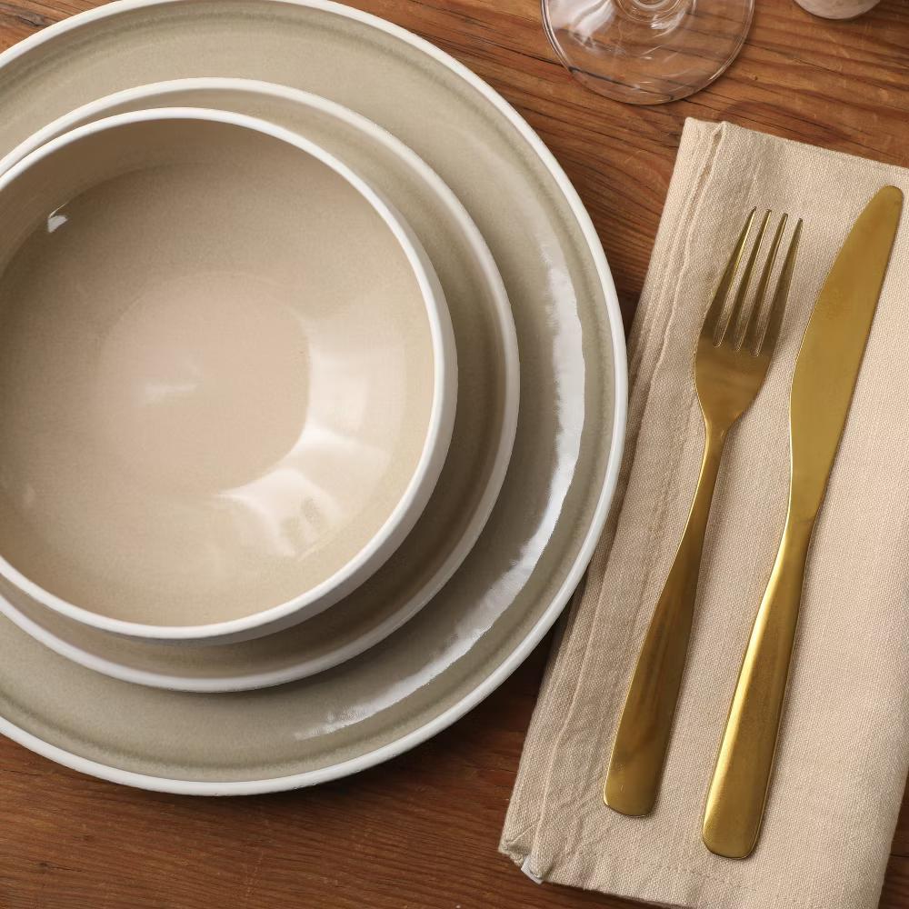 Pacifco Beach Plates and Bowls Sets, 12-Piece Stoneware Dinnerware Sets, Reactive Glaze Dish Set, Service for 4 - Image 4