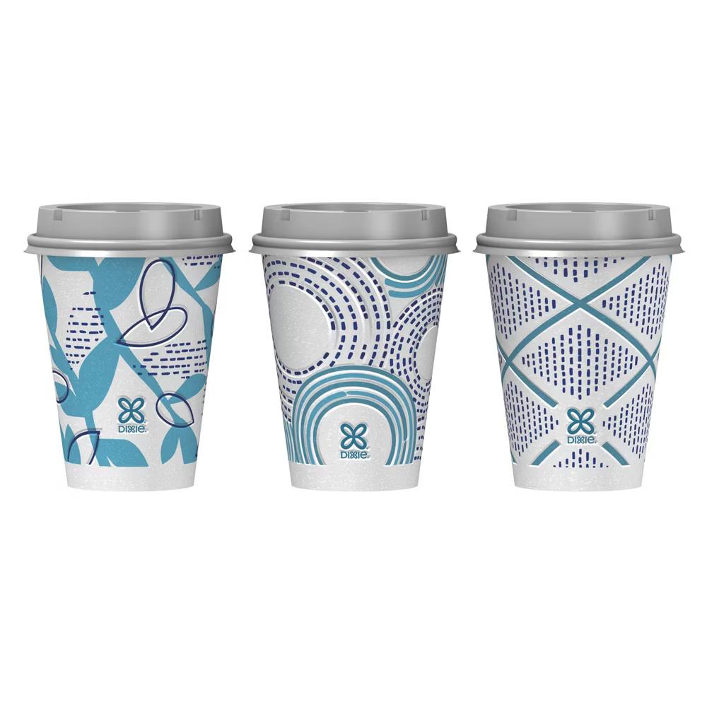 To Go Disposable Hot Cups & Lids - 12oz: Insulated Paper, Shapes Pattern,Pack of 26 - Image 4
