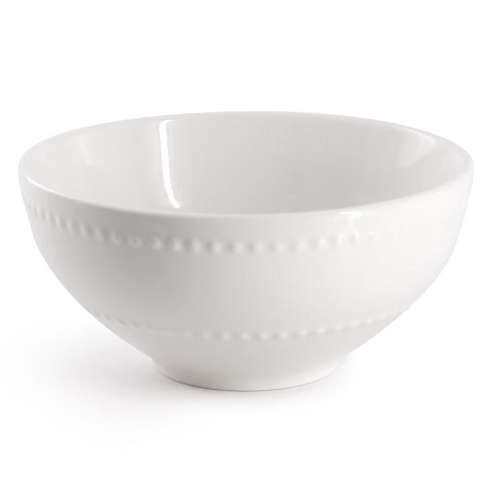 Olevia 6 Piece Stoneware Cereal Bowl Set in White, Service for 4