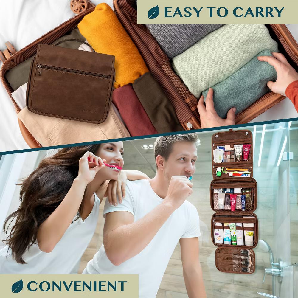 PAVILIA Hanging Toiletry Bag Women Men, Foldable Large Travel Cosmetic Organizer, Water Resistant Makeup Toiletries Essentials Kit - Image 16