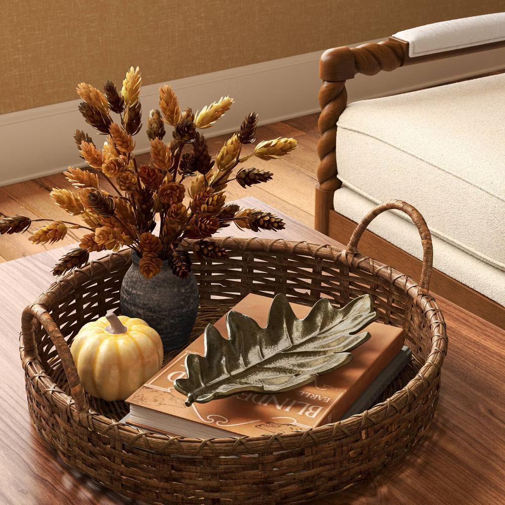 12"x7" Metal Leaf Tray Gold - Image 3