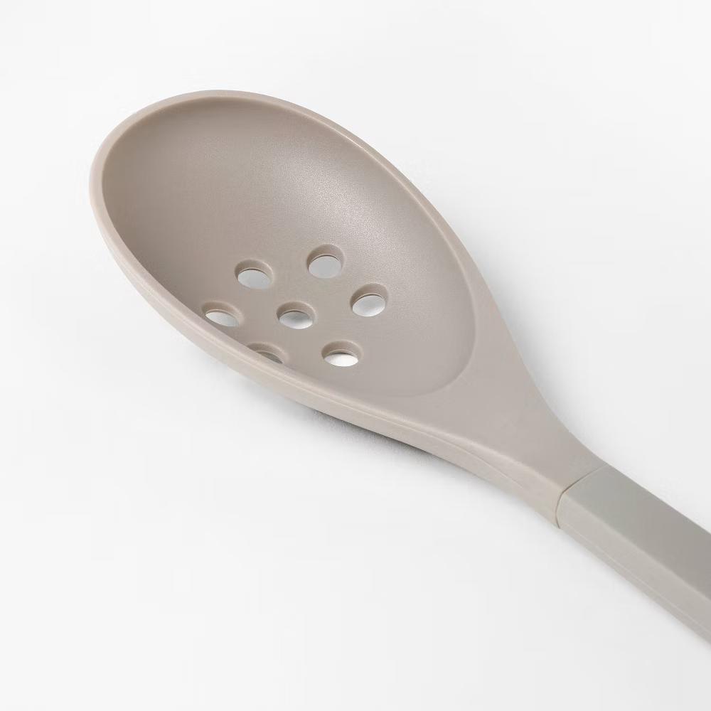 Soft Grip Nylon Slotted Spoon Slate Gray