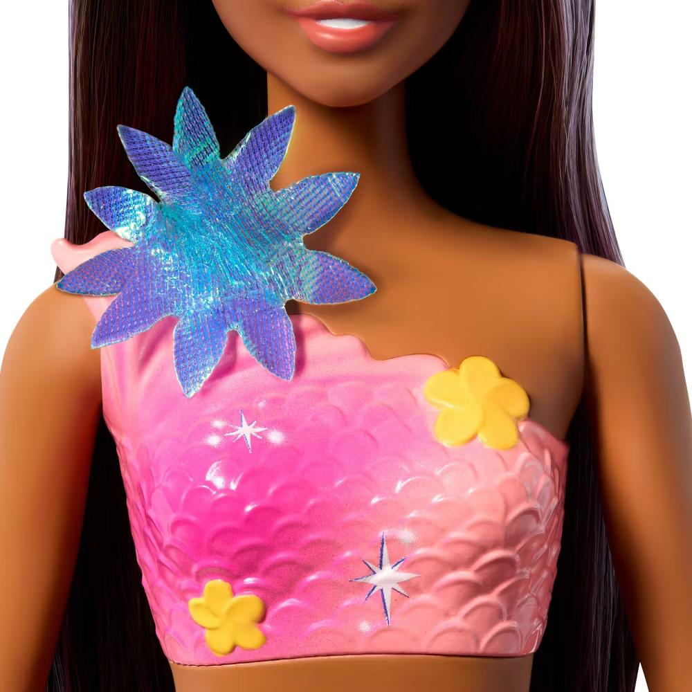 Flower Magic Mermaid Toy Doll with Surprise Blooming Flowers Feature, Long Brown Hair with Purple Highlights - Image 4