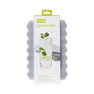 True Honeycomb Ice Tray with Lid, Gray Silicone Mold, Makes 37 Ice Cubes for Cocktails, Iced Coffee, Chocolate, Candle, Baking Supplies, Kitchen Gifts