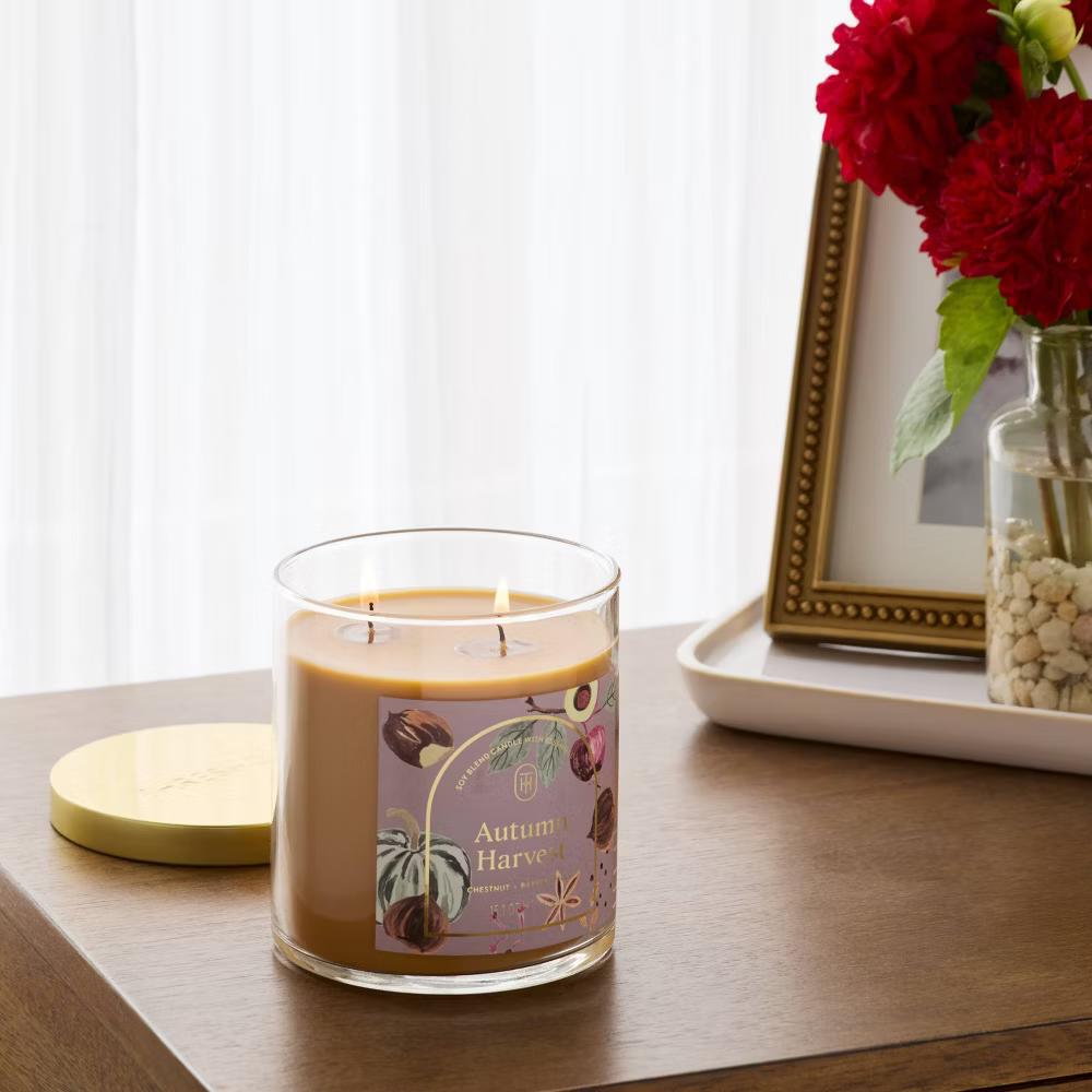2 Wick Glass Jar Candle with Lid 15.1oz - Image 4