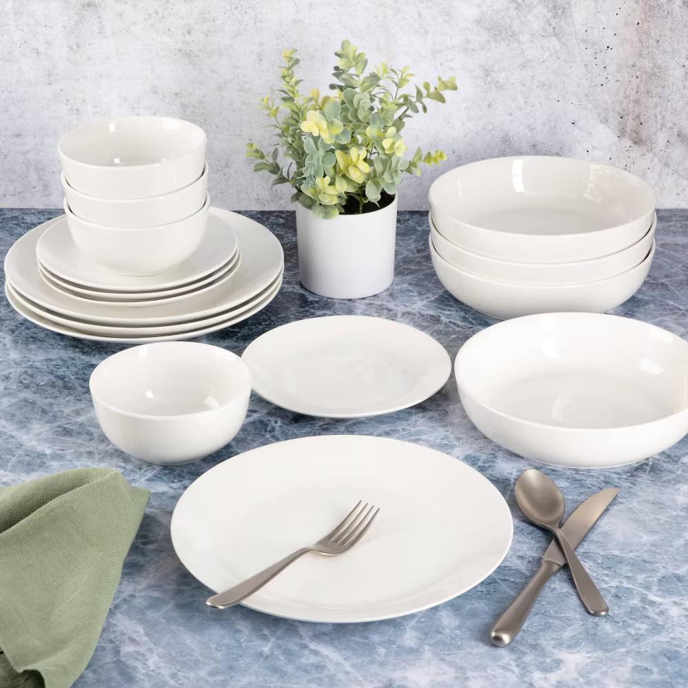 16pc Ceramic Gracious Dining Dinnerware Set White - Image 2