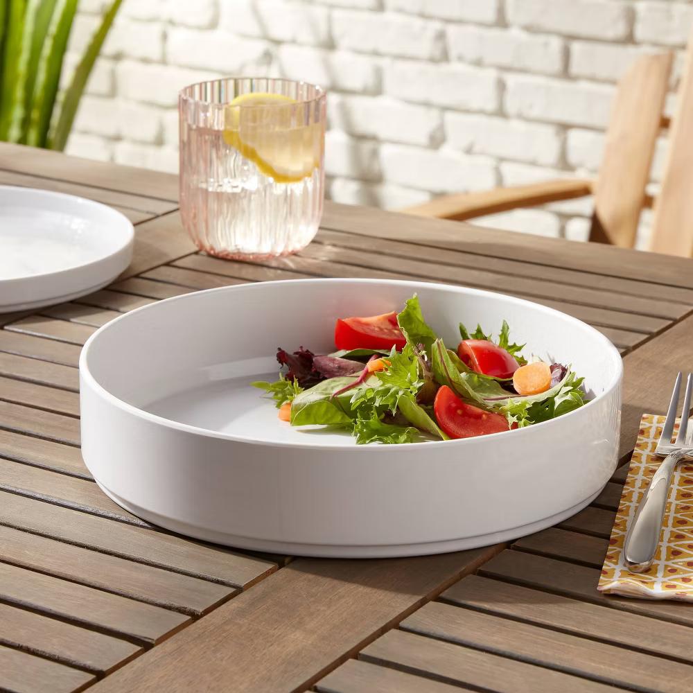 42oz Plastic Dinner Bowl White - Dishwasher & Microwave Safe, Round Shallow Bowl, 9.125" Diameter - Image 2