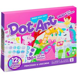 Unicorns & Princess Dot Art Paper Craft Kit for Girls Age 3+ No Mess DIY Stickers Kids School Arts & Crafts Supplies Birthday Gifts Party favors