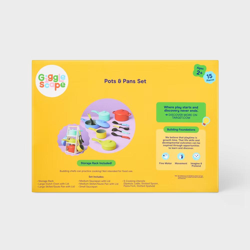 Pots & Pans Set - Creativity & Problem Solving, Fine Motor Skills, 16-Piece Plastic Set - Image 5