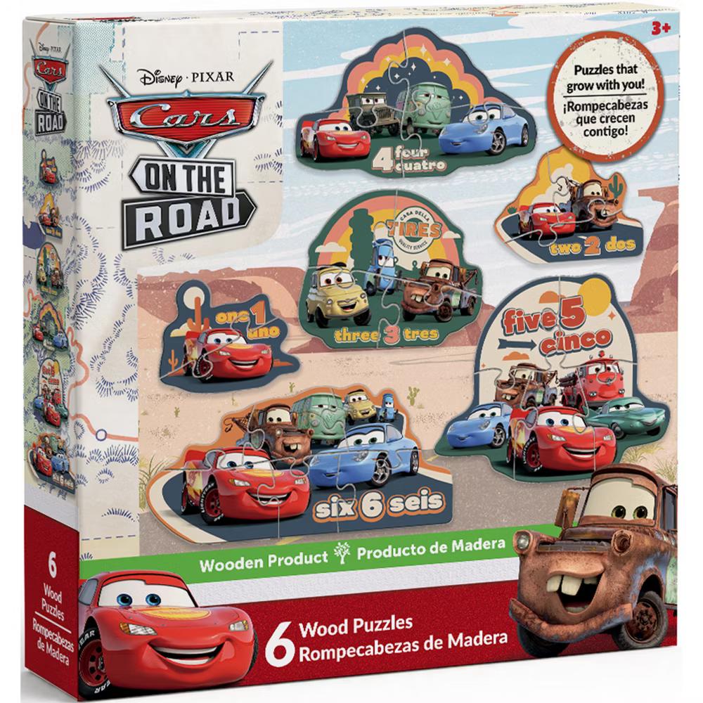 Educational Puzzles - 6-Pack Mini Shaped Wood Jigsaw Puzzles, Cars