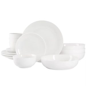 16pc Ceramic Gracious Dining Dinnerware Set White