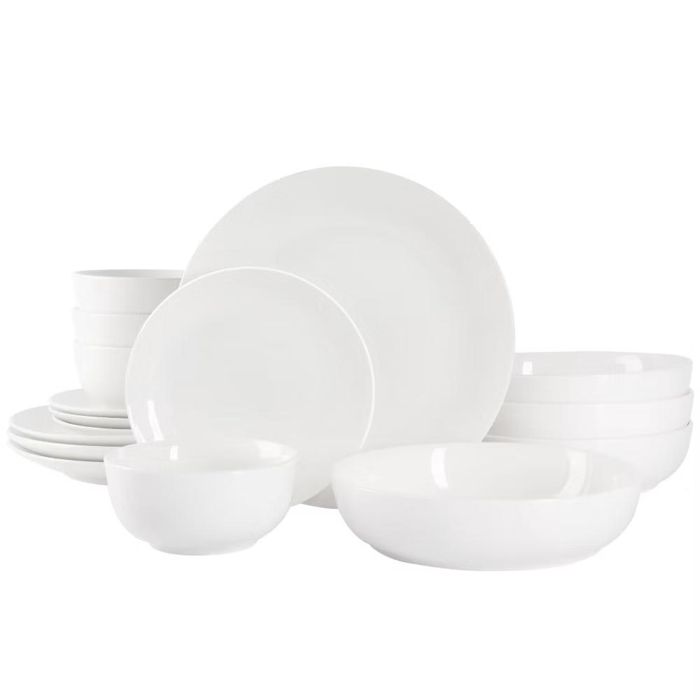 16pc Ceramic Gracious Dining Dinnerware Set White