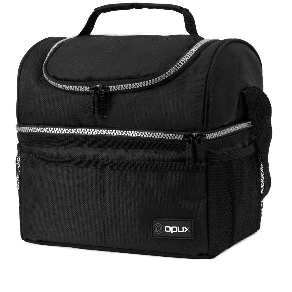 Double Decker Lunch Box Men Women, Insulated Leakproof Cooler Bag Adult Work, Dual Compartment Pail Tote Boys Girls Kids - Image 2