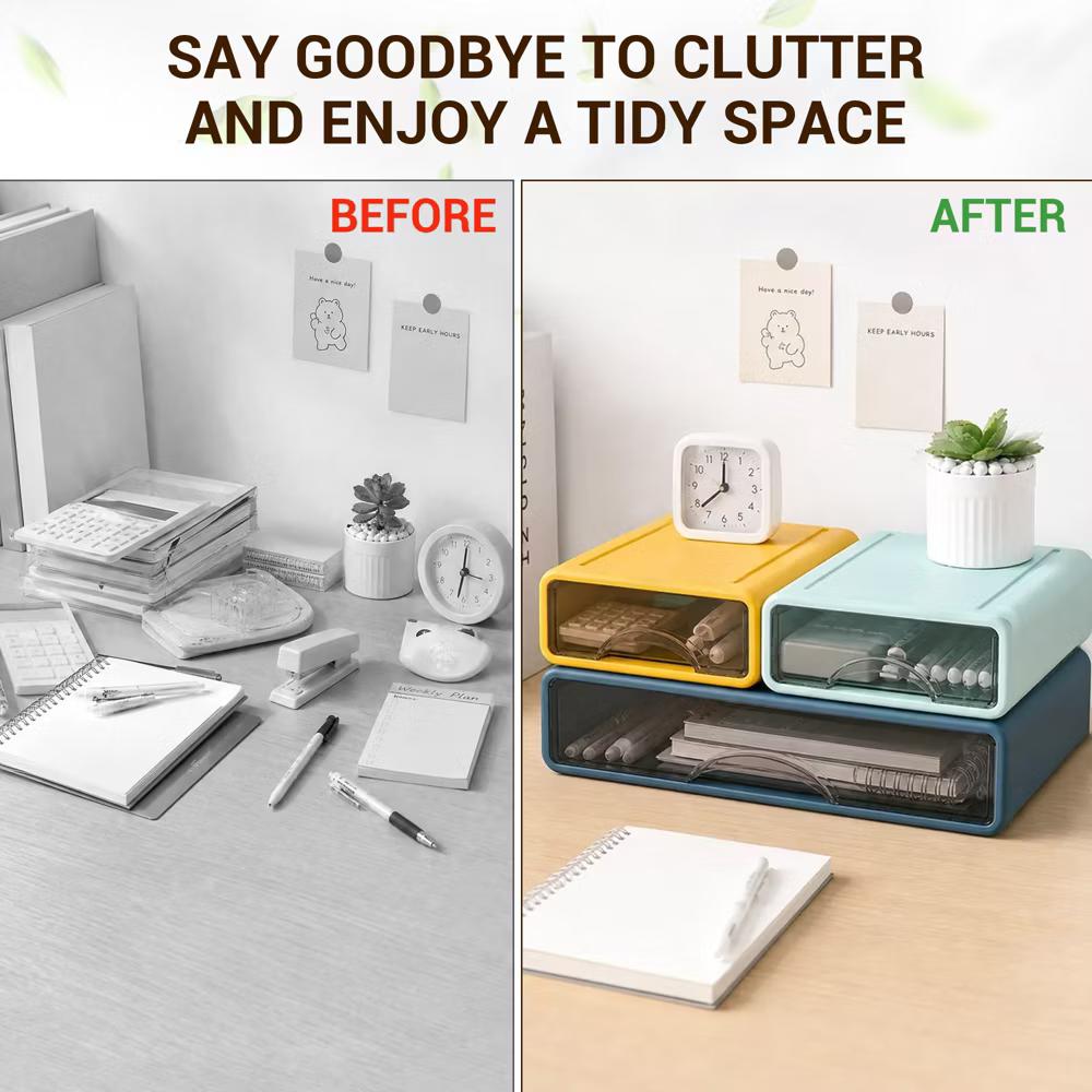 Stackable Storage Drawer with Dividers, Transparent PP Material Desktop Organizer, Durable Thickened Storage Container - Image 5