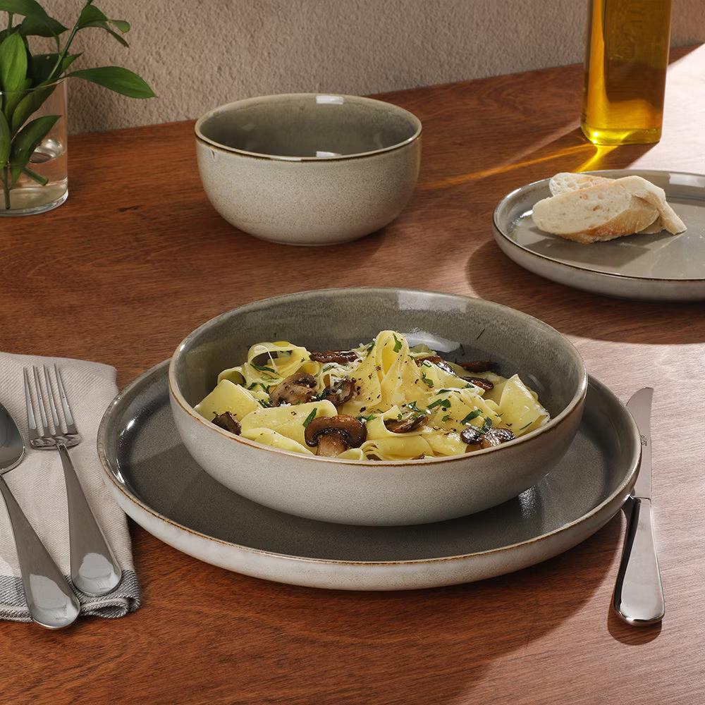 Sunveil 16 Piece (Service for 4) Plates and Bowls Reactive Glaze Round Dishes Stoneware Ceramic Dinnerware Set - Image 2