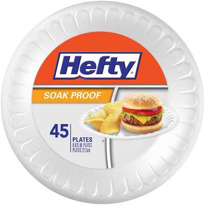 Hefty Everyday Soak Proof Disposable Plates - 45ct: Round, White, Foam, 8.875 Inch - Image 4