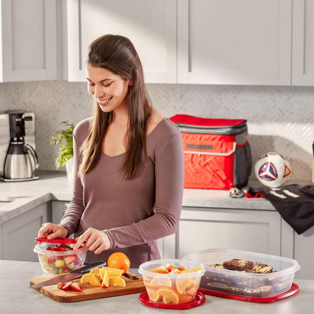 TakeAlong 2pk 1.1gal Plastic Rectangle Food Storage Containers - Ruby Red: Microwave & Freezer Safe