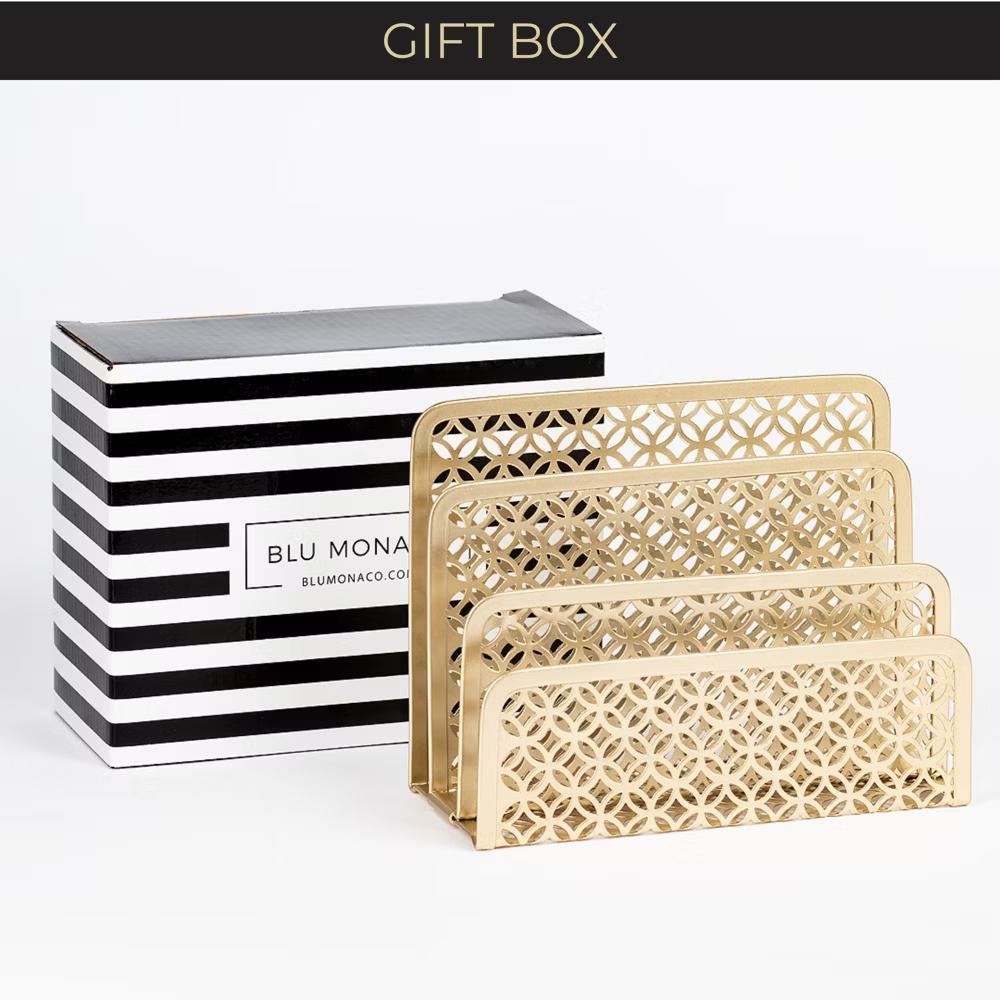 Blu Monaco Gold Desk Mail Organizer - Letter Holder and Bill Organizer for Desk - Gold Mail Storage and Letter Sorter - Image 5