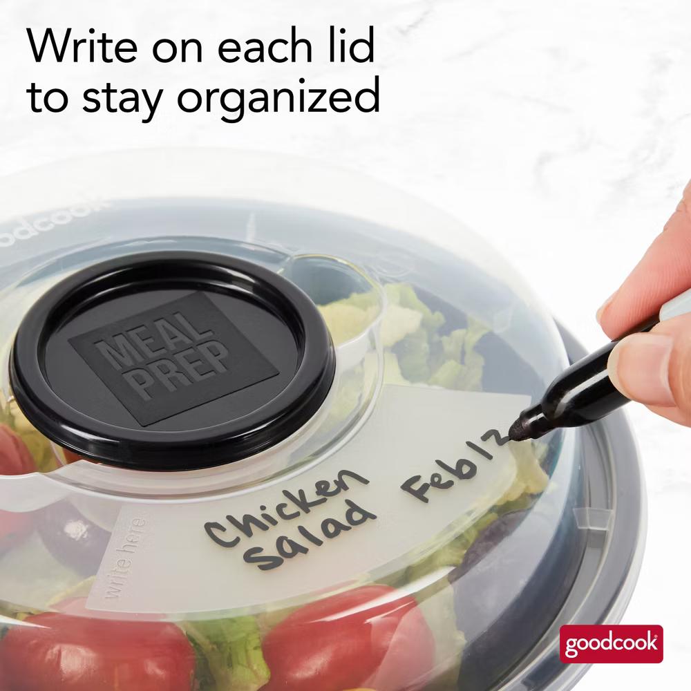 Meal Prep Salad Bowls Containers + Lids & Condiment Cup - 4Cups - 20pcs/10ct - Black - Image 5