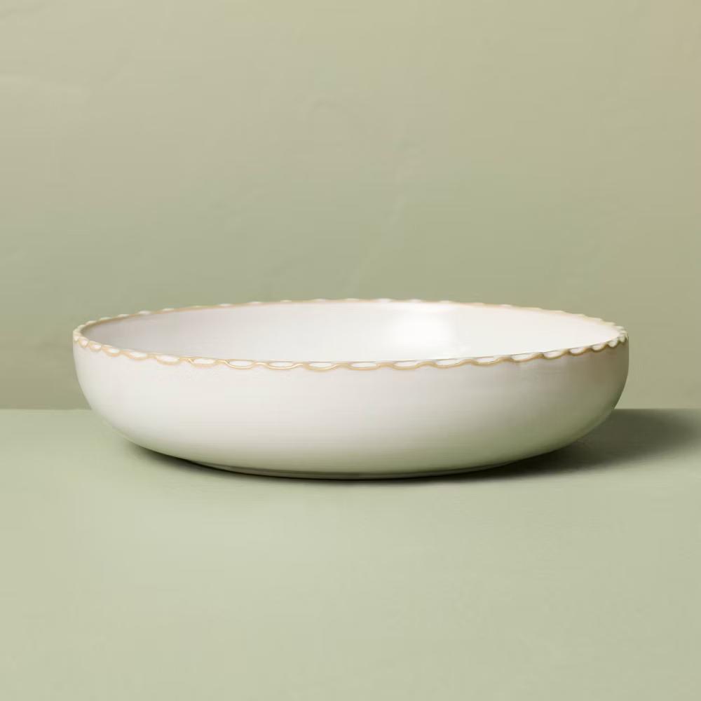 28 fl oz Stoneware Pinched Edge Pasta/Grain Bowl - with Magnolia - Image 2