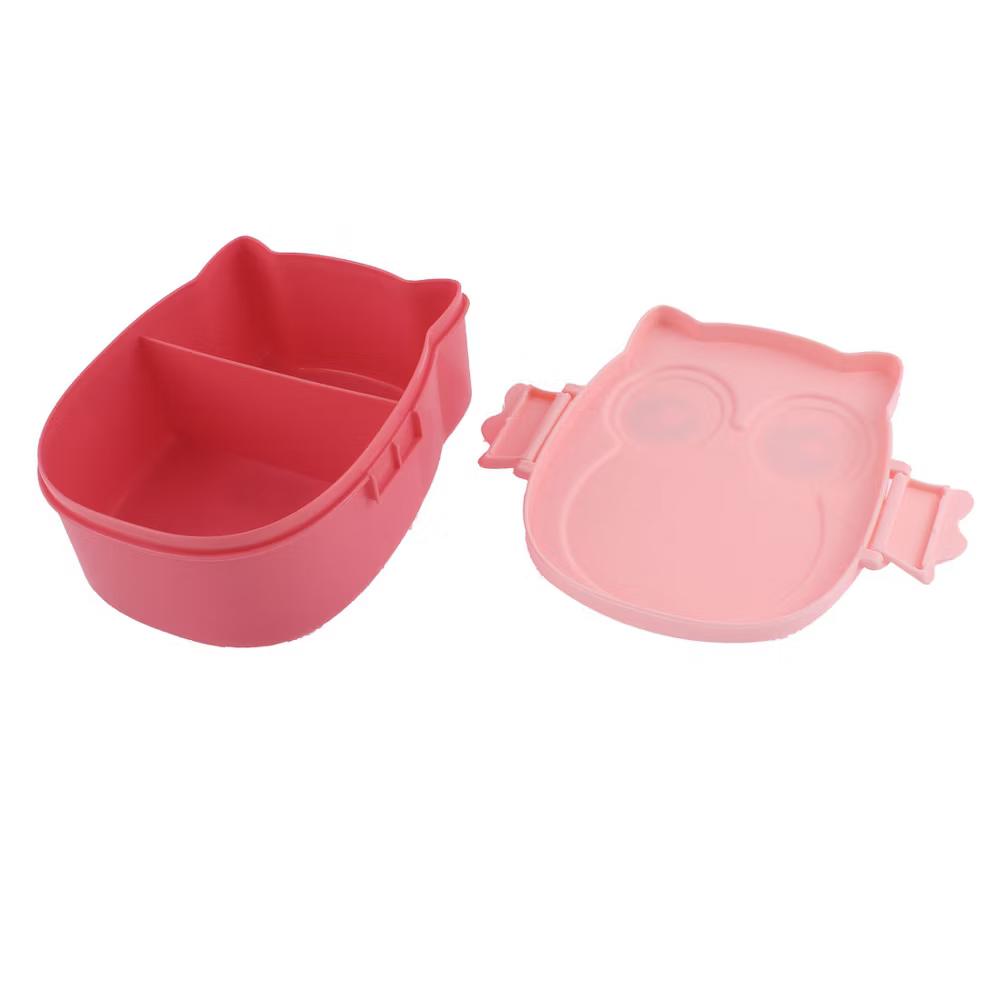 Plastic Cartoon Owl Design 2 Compartments Lunch Box Food Storage Container - Image 3