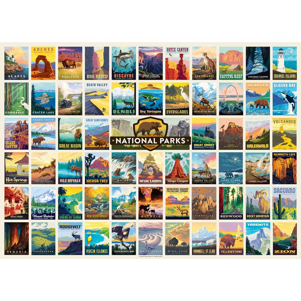 National Parks - Vintage Collage Poster Art 1000 Piece Adult Jigsaw Puzzle 19.25" by 26.75" - Image 3